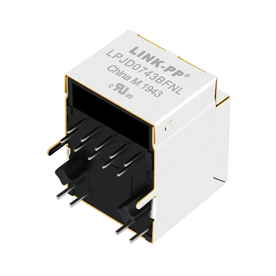 Base-t 1000 di HFJV1-1G41-L11RL RJ45 Jack With Magnetics verticale LPJD0743BFNL