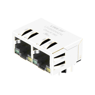Doppia porta Magjack, incrocio Pluse J8064D628ANL di LPJ26204AENL Rj45 del connettore 10/100BT
