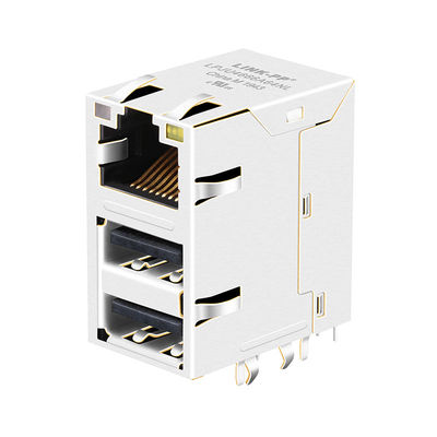 La base-t 1000 di RJMG2310228A0ER 10p8c ha integrato Rj45 la rete magnetica Jack With Dual Usb