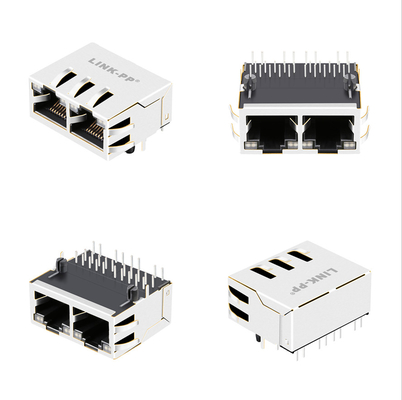 Porto 1000 di Tab Up 1x2 della base-t Rj45 Jack With Magnetics 1840572-6 con GY/GY LED