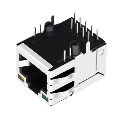 Base-t RJ45 Magjack di Tab Down 100 del porto di JXD0-0010NL 1 con verde/giallo principali