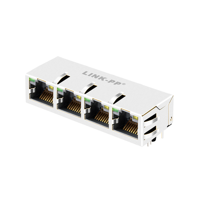 100/1000 di connettore di Ethernet Rj45 del porto della base-t JX1N-0033NL Tab Up 1x4 con verde/giallo principali