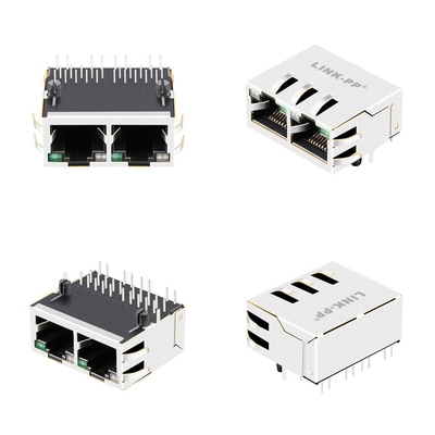 10G linguetta del porto JTL-U1001NL della base-t 1x2 sul foro diretto Rj45 Lan Jack With Green-Yellow/LED verde