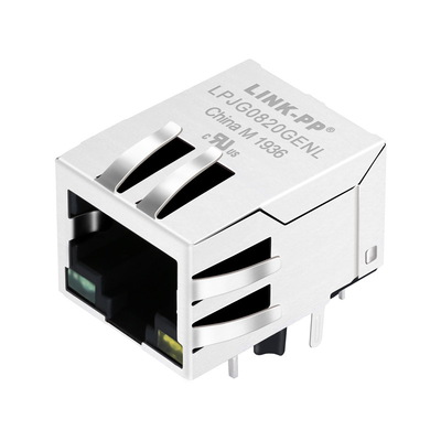 5-6605435-6 la singola base-t del porto 100/1000 ha protetto Rj45 Jack Connector Tab Down Green /Yellow principale