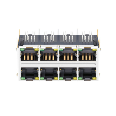 base-t compatibile magnetica di COLLEGAMENTO pp 10G dei connettori JT5-2410NL di 2x4 RJ45 con il LED