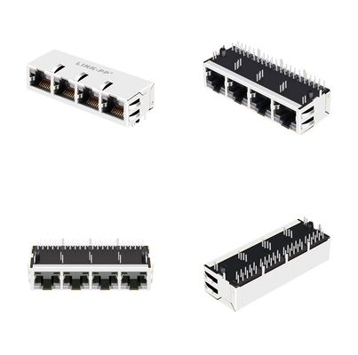 2250083-1 1x4 base-t magnetica Tab Up With GO/GO Lightpipe dei connettori 10G del porto RJ45