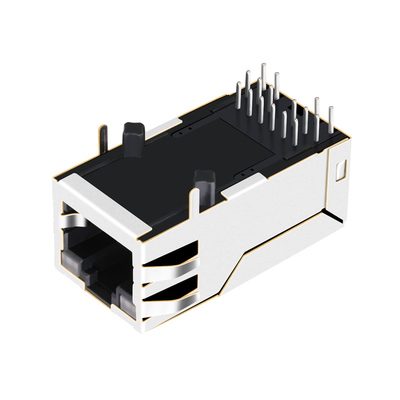 2250368-1 porto 4PPoE 60W del connettore della base-t RJ45 MagJack di Tab Up 10G singolo con GY/GY LED