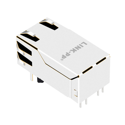 Singola base-t RJ45 magnetico Jack Tab Up With Leds del porto 5G di 0826-1X1T-KL-F 4PPoE 100W