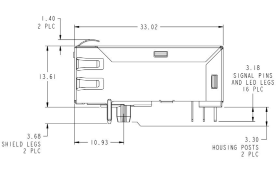 1-1840784-1 il gigabit 1000base-T Rj45 ha integrato i moduli di connettore Tab Up