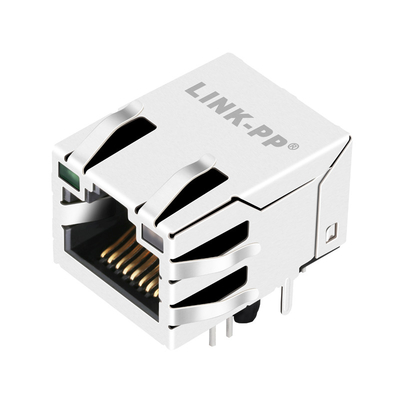 La linguetta del porto di J0G-0210NL 1000BASE-T 1X1 SULL'ENTRATA LATERALE G/OG di RJ45 Jack 12P8C ha condotto