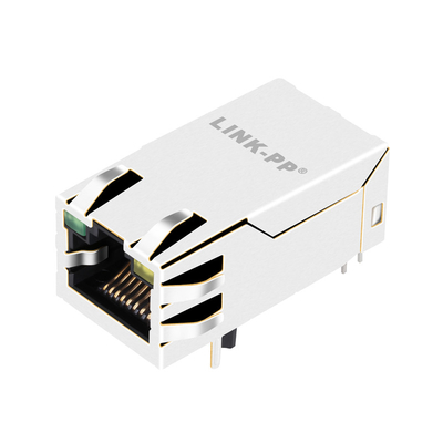 1000BASE-T 1X1 Port Tab UP PoE RJ45 MagJack con LED JK0-0229NL