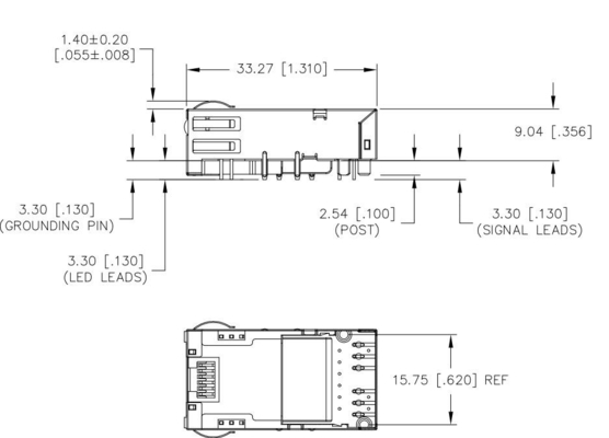 Il porto Tab Down il RJ45 Magjack 12PIN GG/Y di JT3-1105HL 10GBASE-T 1X1 ha condotto