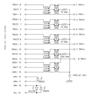 Il singolo porto Tab Down 10GBASE-T il RJ45 Jack Female Connector GY/G di JT3-1115HL ha condotto